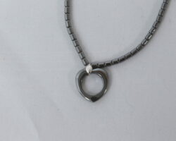 Natural Hematite Heart- Circle Necklace
