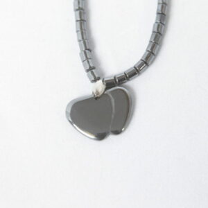 Natural Hematite Double Heart Necklace