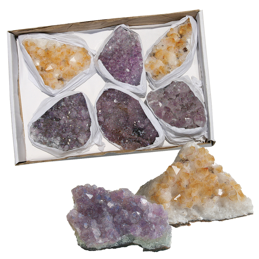 Seven Natural amethyst clusters