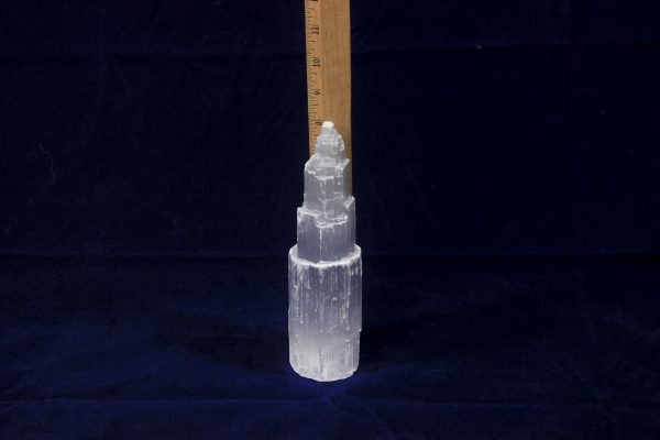 Selenite Skyscraper 8 inches with ruler for size