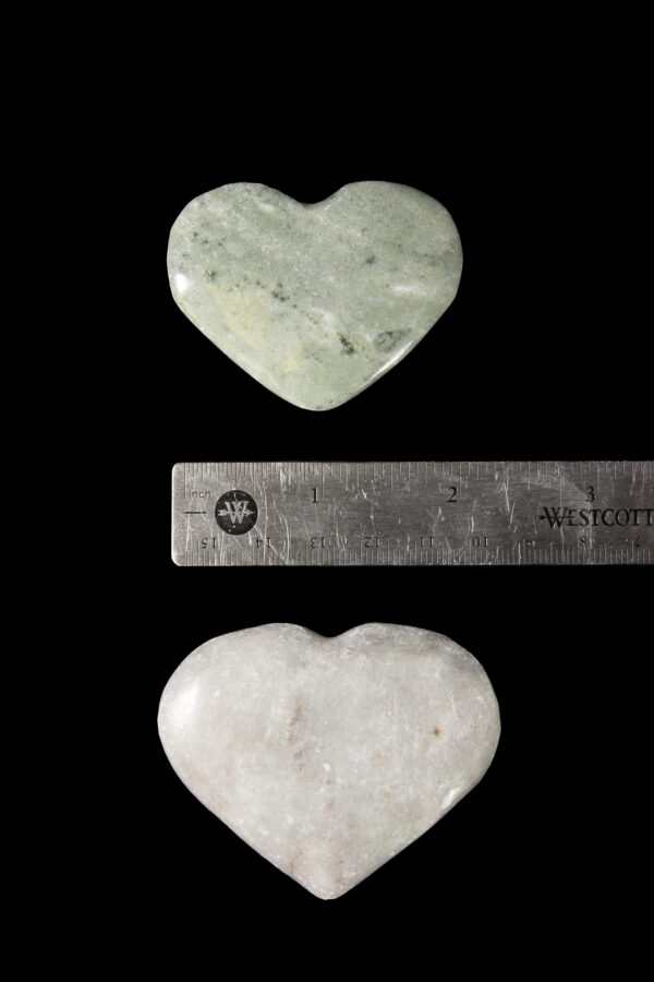Green Onyx Heart Stones with ruler