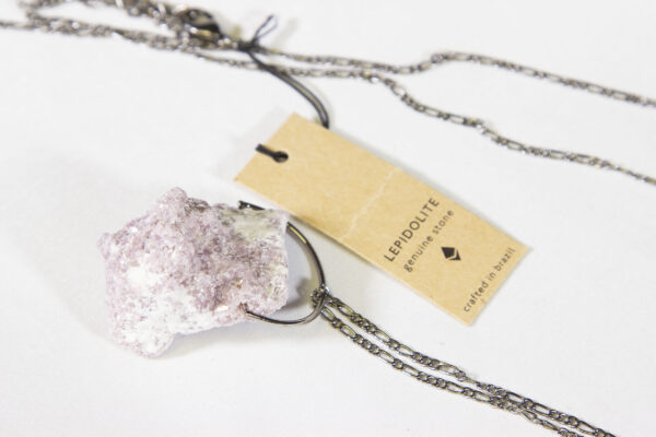 lepidolite necklace with pewter necklace