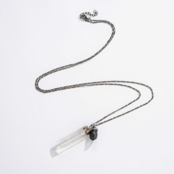 quartz and black tourmaline necklace
