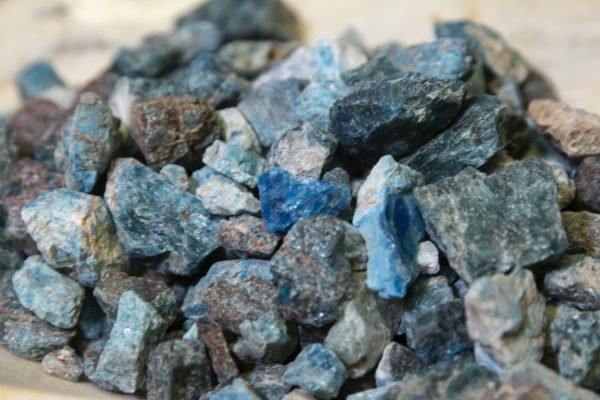 Pile of Blue Apatite Stones 1 pound close view