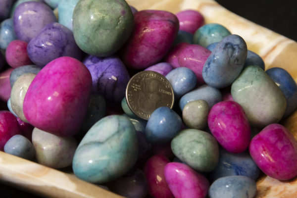 Easter Egg Rock Tumbled Stone 1 pound with quarter for size