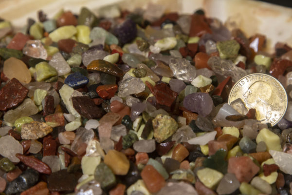Natural Assorted Tumbled Stone Chips 1 half pound with quarter for size