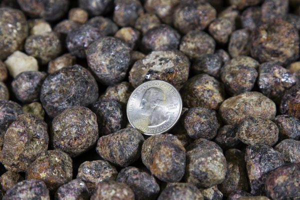 Rough Garnet Stones 1 pound with quarter for size