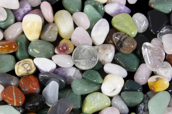 Natural Assorted Tumbled Stones 1lb with quarter