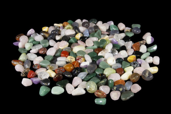Pile of Natural Assorted Tumbled Stones 1lb top view