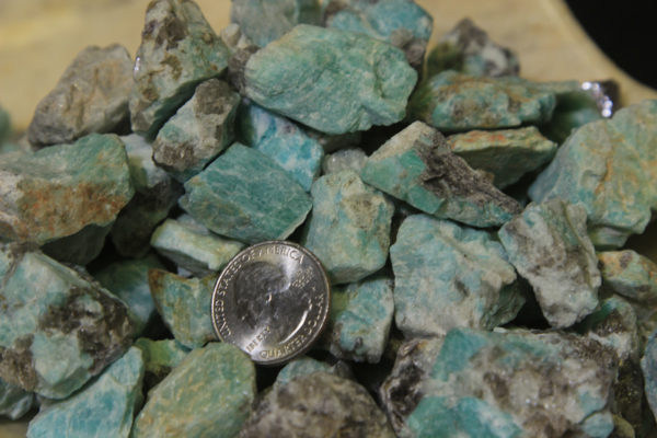 Amazonite Rough Gemstone 1 half pound with quarter for size
