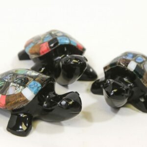 Obsidian Inlaid Turtle, 4"
