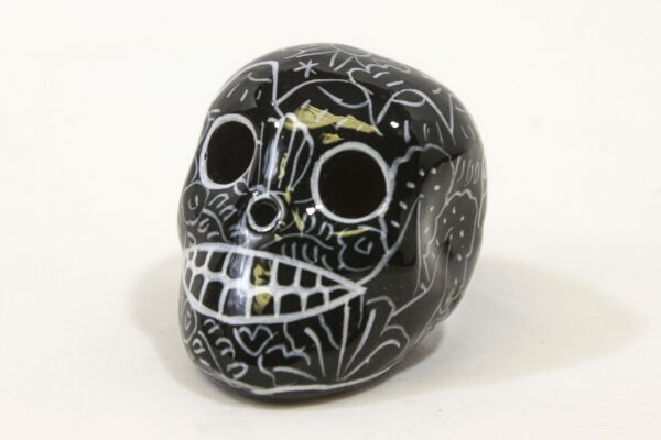 Day of the Dead Sugar Skull 2" Hand Painted Black