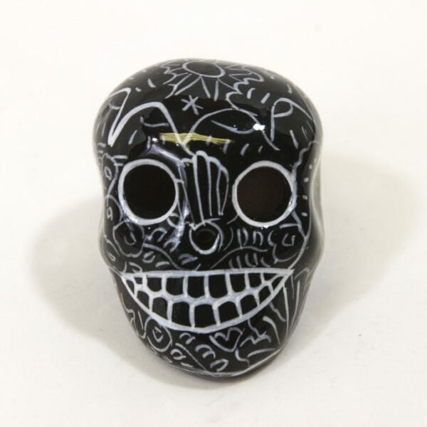 Day of the Dead Sugar Skull 2" Hand Painted Black