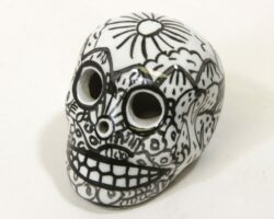 Black and White Painted Day of the Dead Sugar Skull
