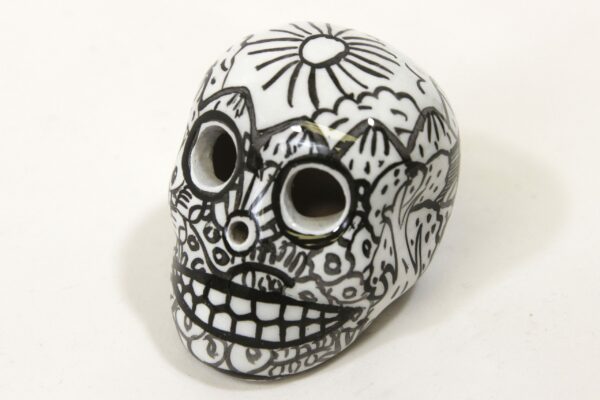 Black and White Painted Day of the Dead Sugar Skull