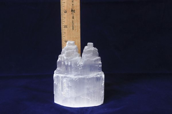 Selenite Double Tower with ruler to show height