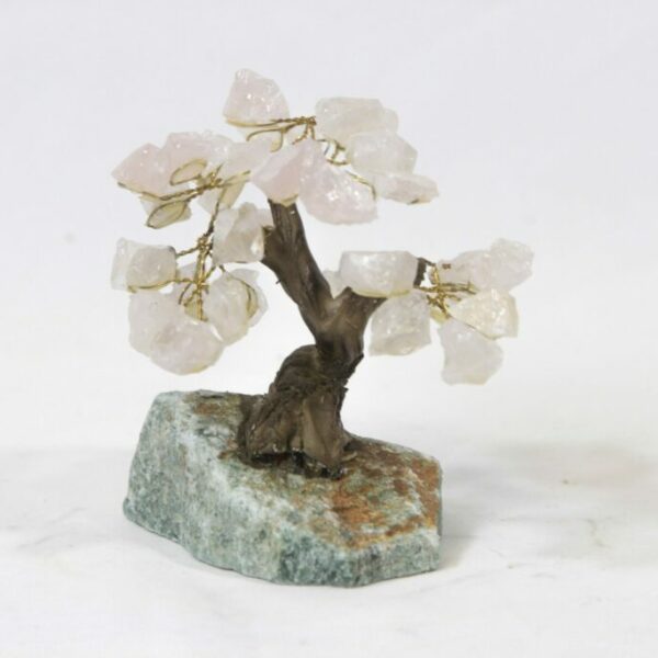 Small Rose Quartz Crystal Gemstone Tree with an Aventurine Base