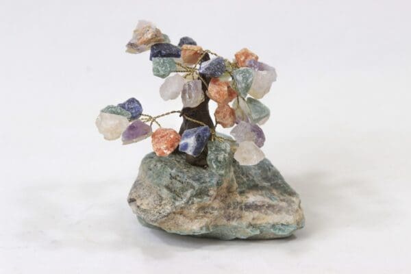 Mixed Gemstone Crystal Points Tree with Amazonite Base