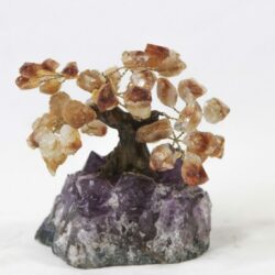 Small Citrine Gemstone Tree with an Amethyst Base