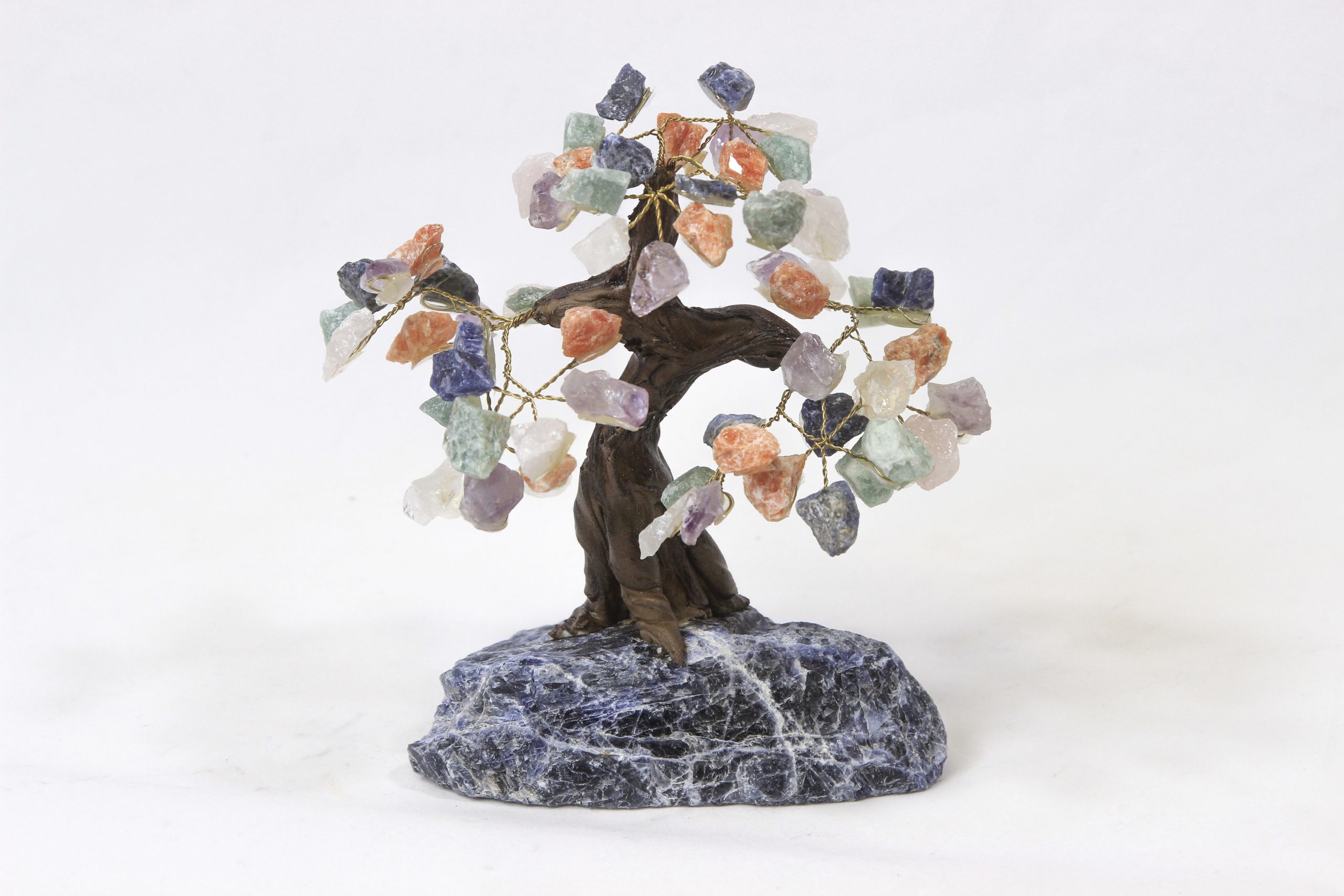 Medium Mixed Gemstone Crystal Points Tree with Sodalite Base