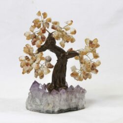 Large Citrine Gemstone Tree with Amethyst Base