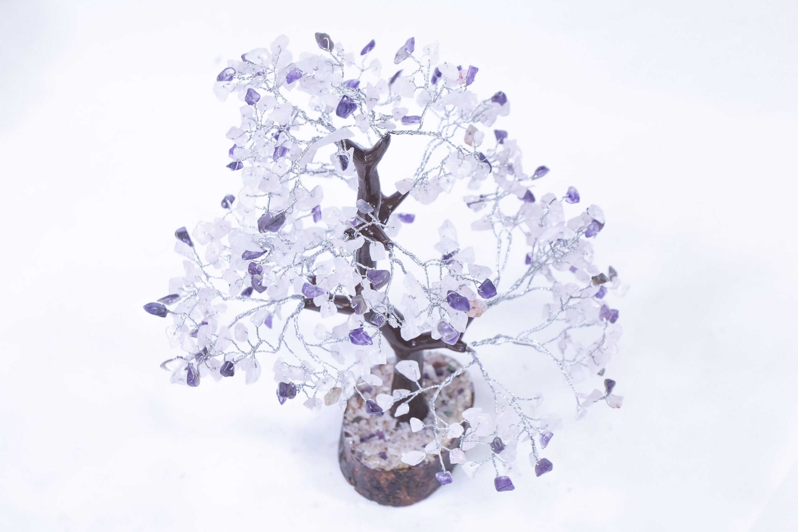 Amethyst/Rose Tree with Wood Base 500 chips