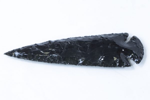 Black Obsidian Arrowhead 7 inches side view