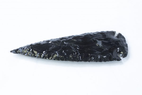 Black Obsidian Arrowhead 6 inches side view