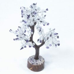 500 stone Amethyst and Crystal Tree with Wood Base