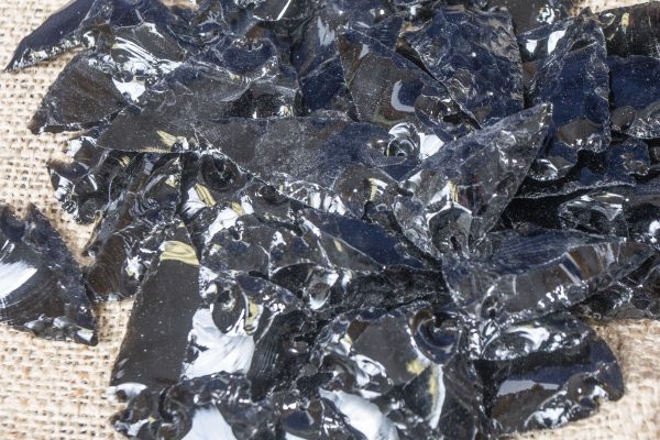 Pile of Black Obsidian Arrowheads
