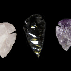 Amethyst, Rose, and Obsidian Arrowhead Combo Pack.