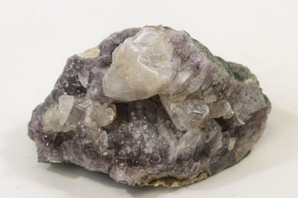Unique Amethyst Cluster with Calcite Growth top view