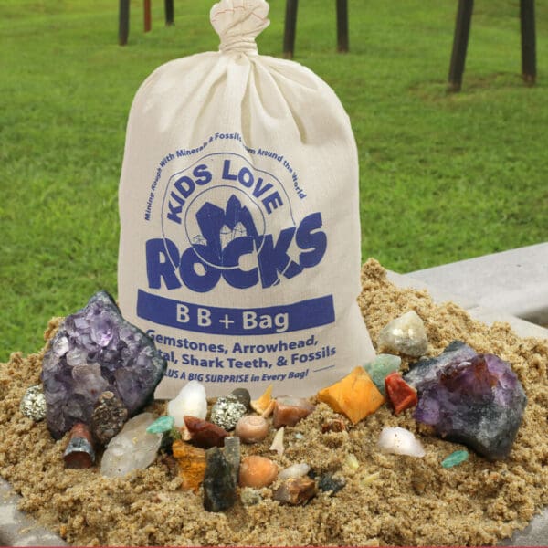 This is an image of Kids Love Rocks BB+ Gemstone Mining Bag