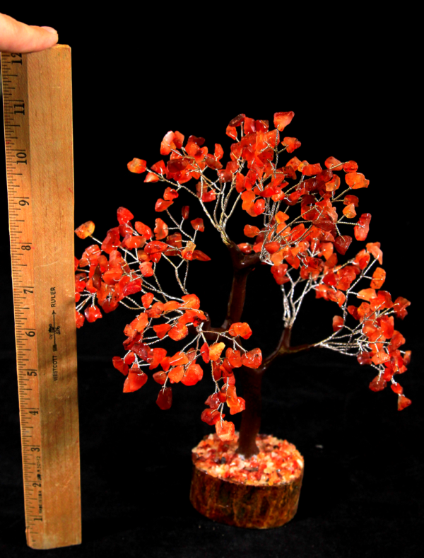 Red Carnelian 300 Chip Gemstone Tree with ruler