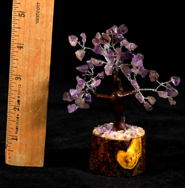 Amethyst 60 Chip Gemstone Tree with ruler