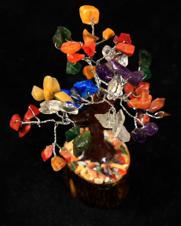 60 Chip Mixed Gemstone Tree top view