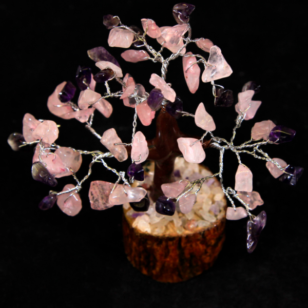 60 Chip Rose Quartz and Amethyst Chip Gemstone Tree