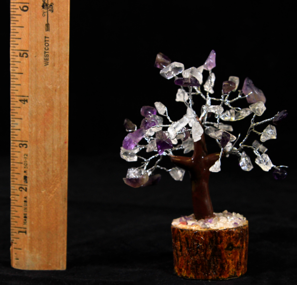 60 Chip Crystal and Amethyst Gemstone Tree with ruler