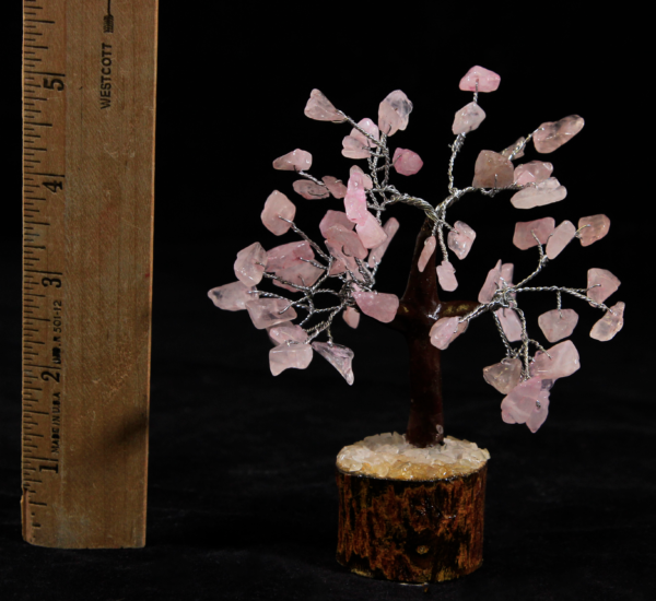 60 Chip Rose Quartz Gemstone Tree with ruler