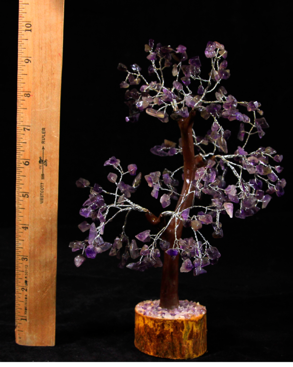 300 Chip Amethyst Gemstone Tree with ruler