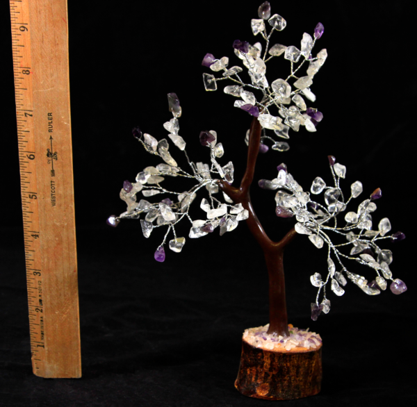 160 Gemstone Chip Crystal and Amethyst Tree with ruler