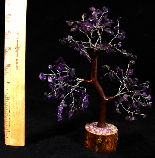 160 Amethyst Chip Tree with ruler for size comparison