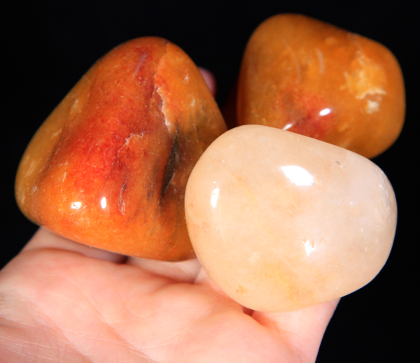 Large Tumbled Yellow Aventurine Pieces in hand for size