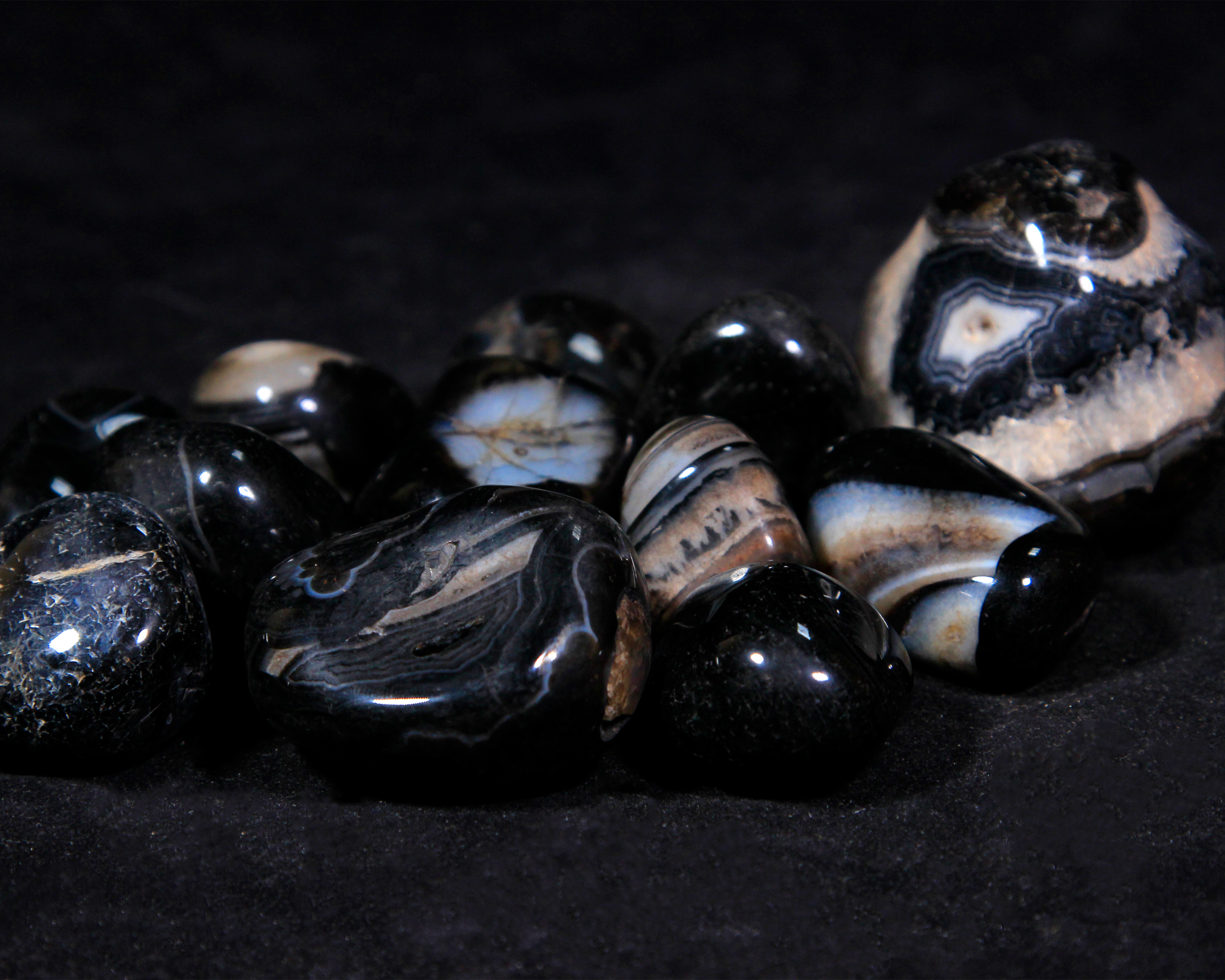 Nellys Onyx faceteados aceitunas ~ 10x30mm Strang perlas piedras preciosas