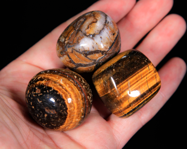 Medium Tumbled Tiger Eye Pieces in hand for size