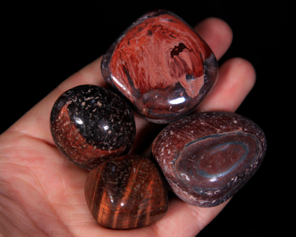 Medium Tumbled Red Tiger Eye Pieces in hand for size