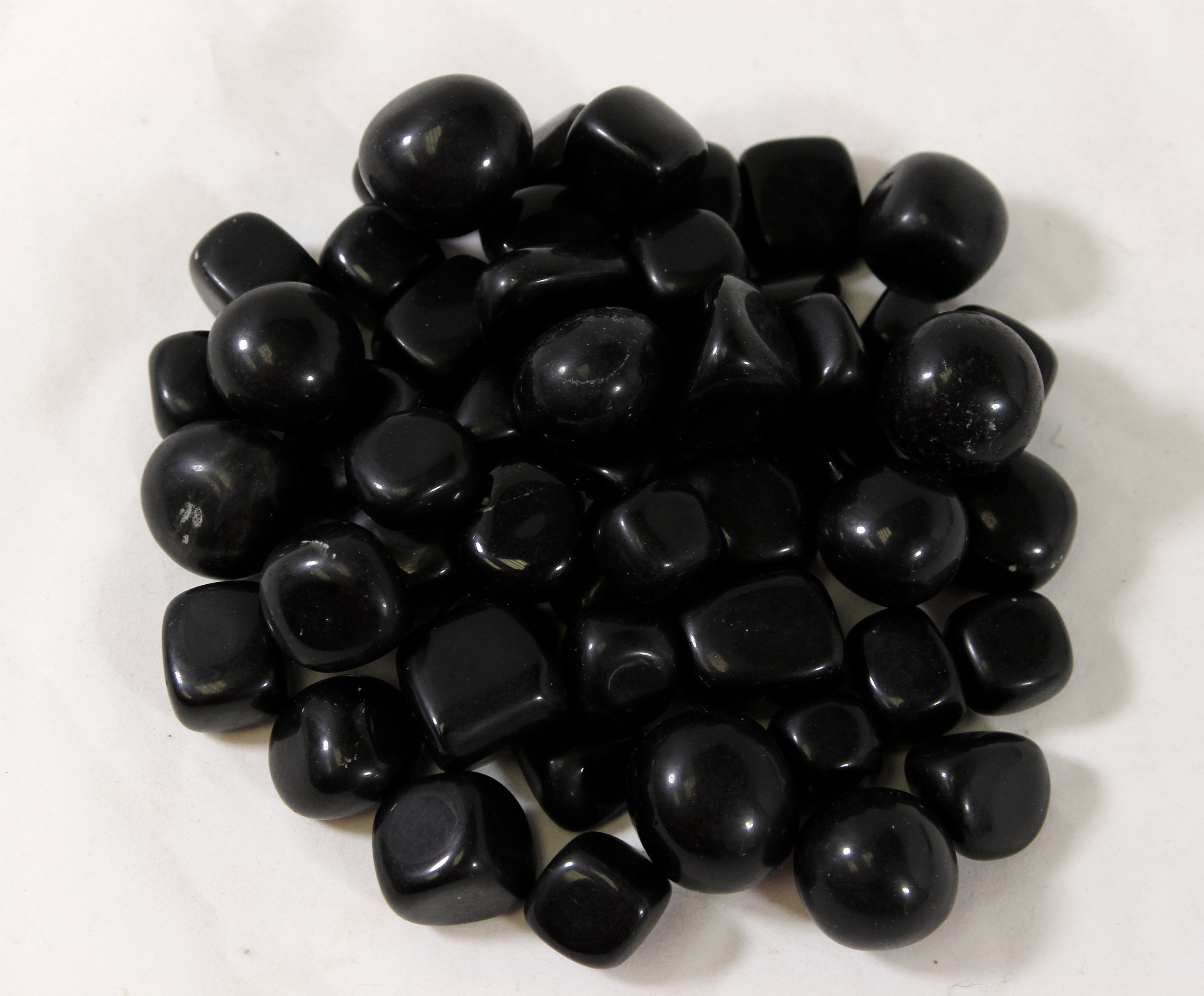 Pile of Small Tumbled Black Obsidian Stones