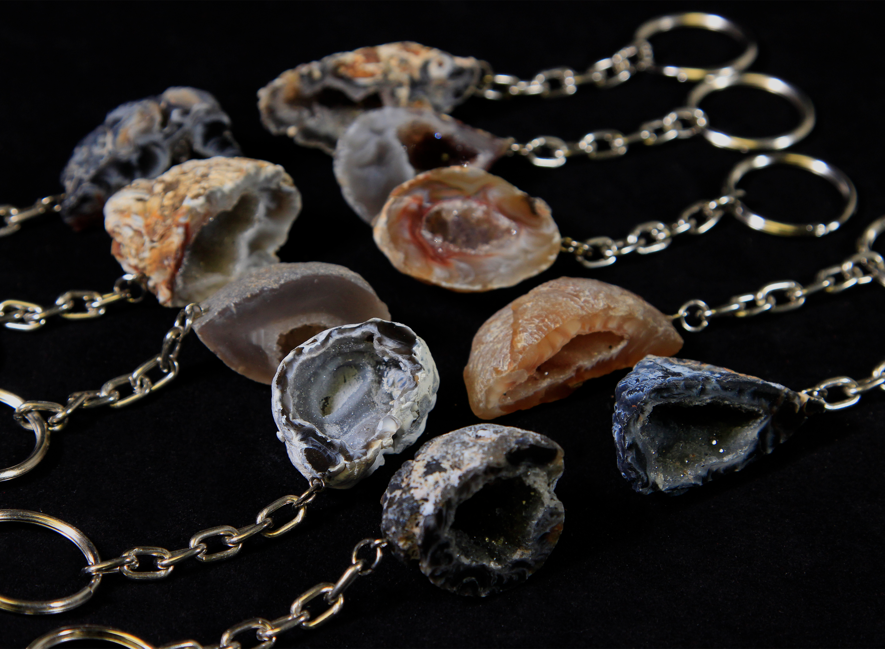 Set of Several Assorted Geode Keychains