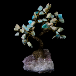 Medium Amazonite Gemstone Tree with Amethyst Base