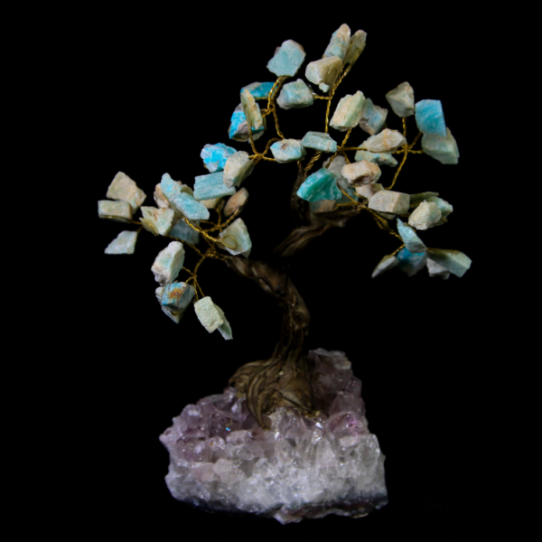Amazonite Crystal Point Tree with Amethyst Base, Medium